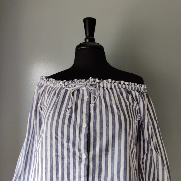 Madewell Shimmer Stripe Off the Shoulder Top - Picture 3 of 7